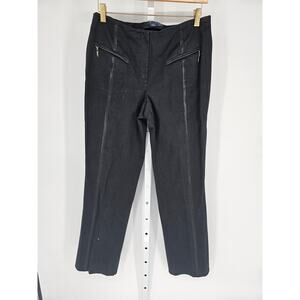 MAG By Magaschoni Women's Black Mid Rise Hook Closer Zip Up Pockets Pant Size 6